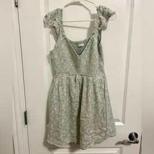 Hollister Sage Green Floral Romper with Ruffle Straps